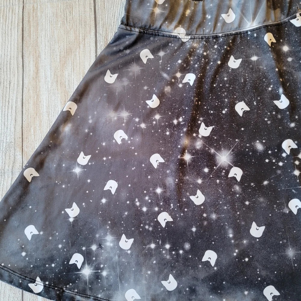 Sailor Moon •Size Medium• Luna Galaxy Print Skater Skirt Stretchy Waist - Picture 5 of 8